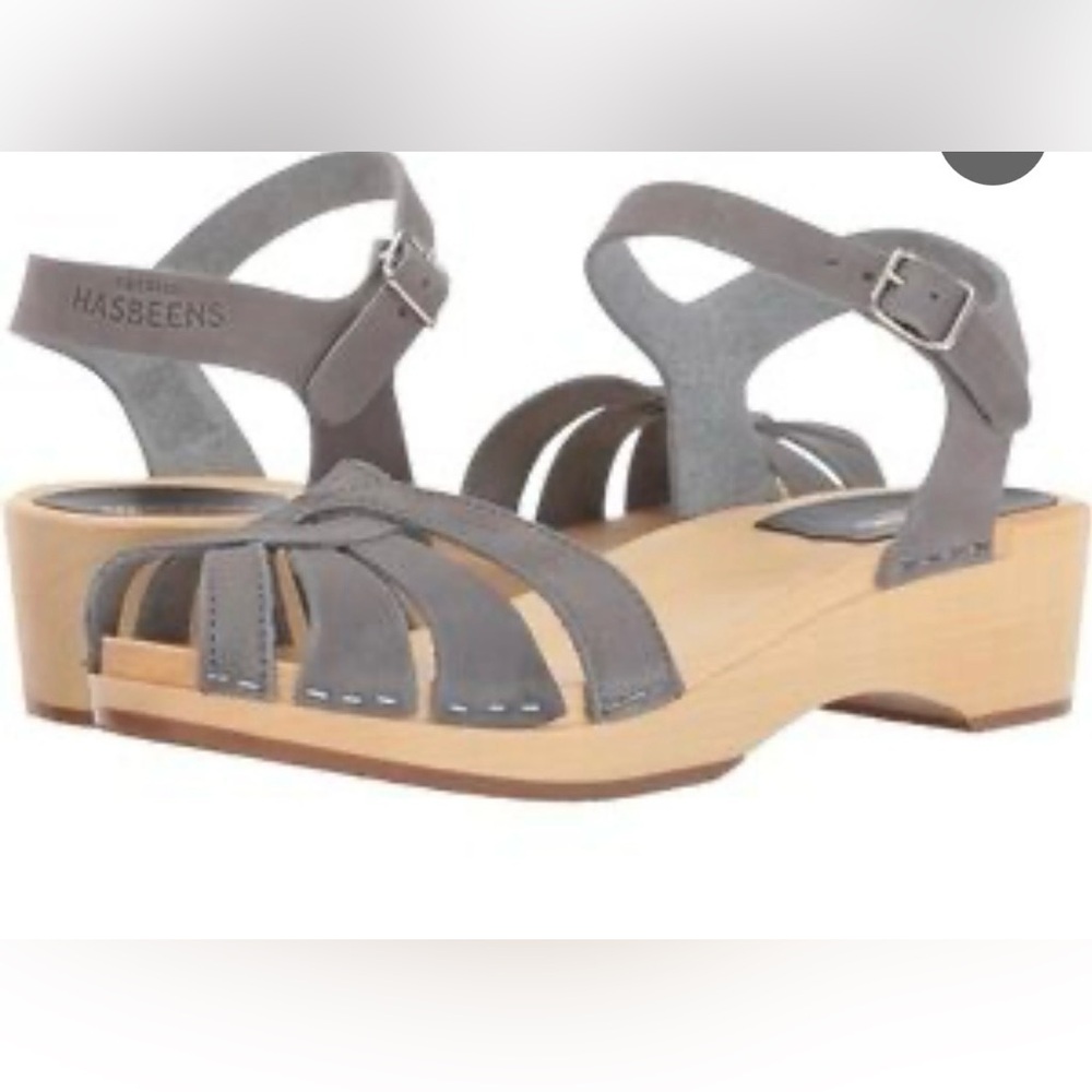 Swedish Hasbeens Cross Strap Debutant Grey SZ 6